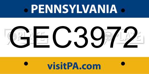 GEC3972 Pennsylvania License Plate