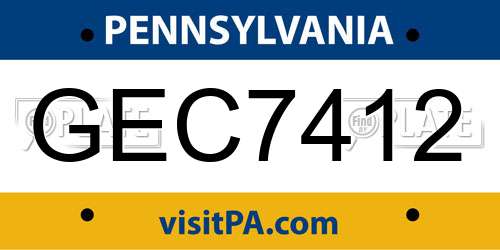GEC7412 Pennsylvania License Plate
