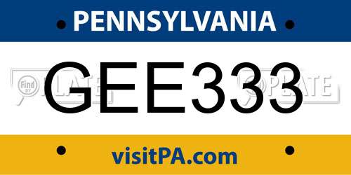 GEE333 Pennsylvania License Plate