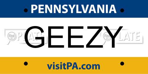 GEEZY Pennsylvania License Plate