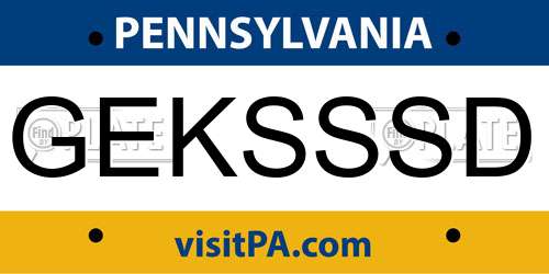 GEKSSSD Pennsylvania License Plate
