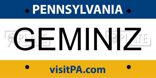 GEMINIZ Pennsylvania License Plate