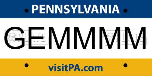 GEMMMM Pennsylvania License Plate