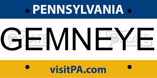 GEMNEYE Pennsylvania License Plate