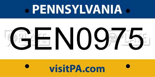 GEN0975 Pennsylvania License Plate