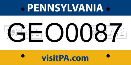 GEO0087 Pennsylvania License Plate