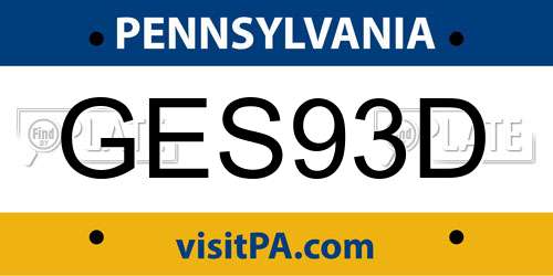 GES93D Pennsylvania License Plate
