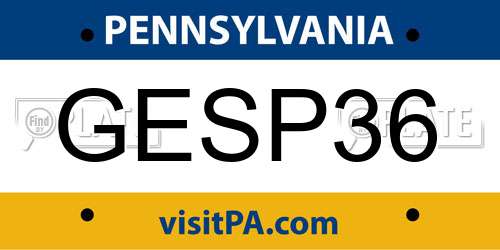 GESP36 Pennsylvania License Plate