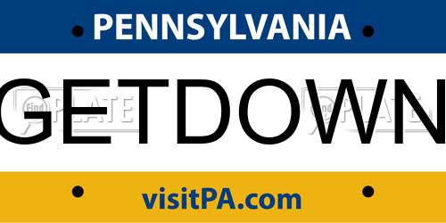 GETDOWN Pennsylvania License Plate