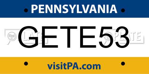 GETE53 Pennsylvania License Plate