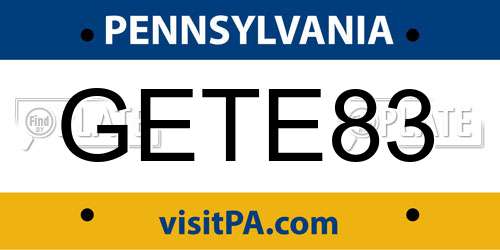 GETE83 Pennsylvania License Plate