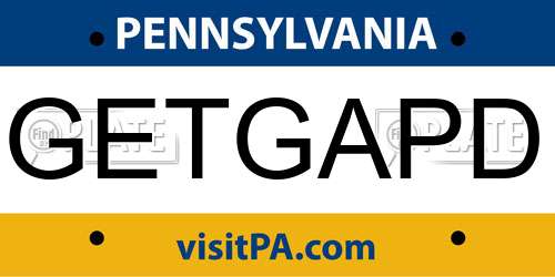GETGAPD Pennsylvania License Plate