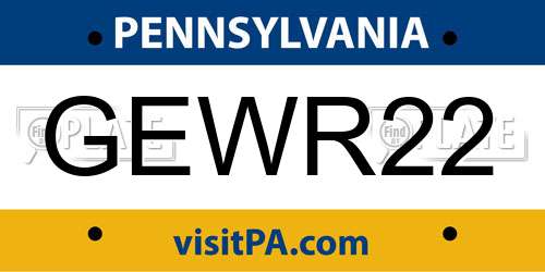 GEWR22 Pennsylvania License Plate