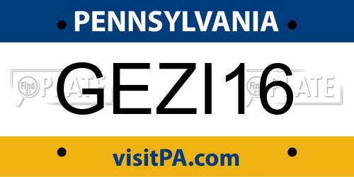 GEZI16 Pennsylvania License Plate