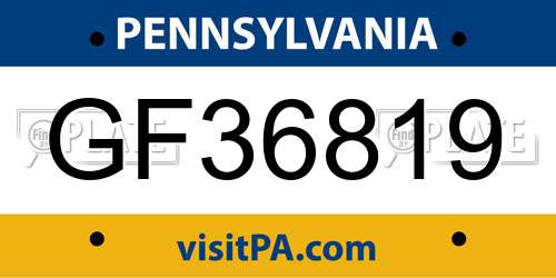 GF36819 Pennsylvania License Plate