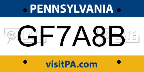 GF7A8B Pennsylvania License Plate