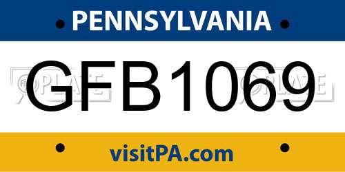 GFB1069 Pennsylvania License Plate