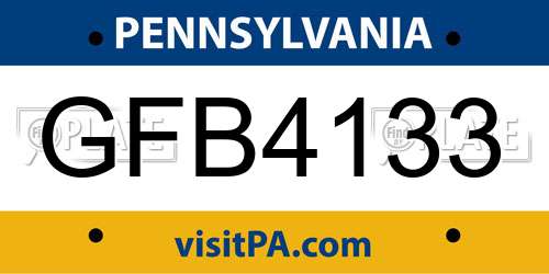 GFB4133 Pennsylvania License Plate