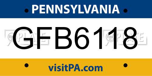 GFB6118 Pennsylvania License Plate