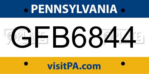 GFB6844 Pennsylvania License Plate