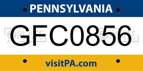 GFC0856 Pennsylvania License Plate
