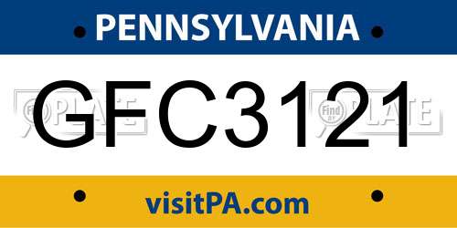 GFC3121 Pennsylvania License Plate