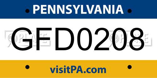 GFD0208 Pennsylvania License Plate