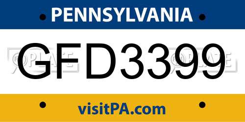 GFD3399 Pennsylvania License Plate