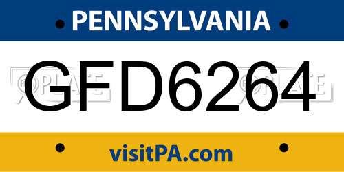 GFD6264 Pennsylvania License Plate