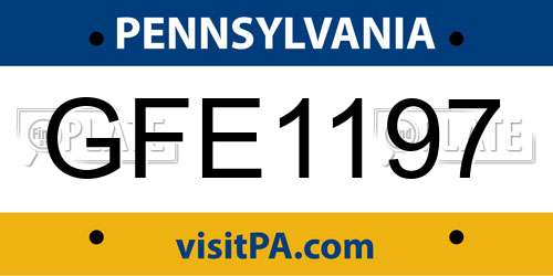 GFE1197 Pennsylvania License Plate