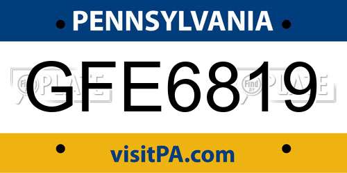 GFE6819 Pennsylvania License Plate
