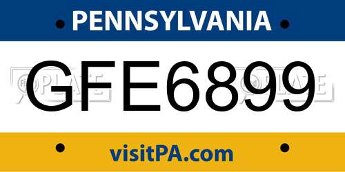 GFE6899 Pennsylvania License Plate