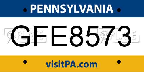 GFE8573 Pennsylvania License Plate
