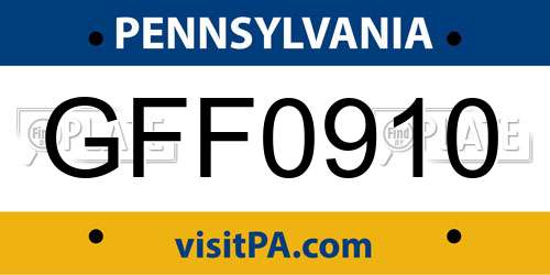 GFF0910 Pennsylvania License Plate