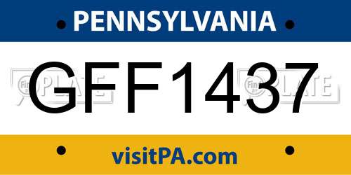 GFF1437 Pennsylvania License Plate
