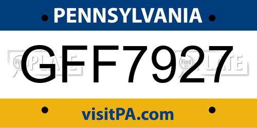 GFF7927 Pennsylvania License Plate