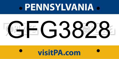 GFG3828 Pennsylvania License Plate