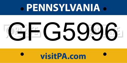 GFG5996 Pennsylvania License Plate