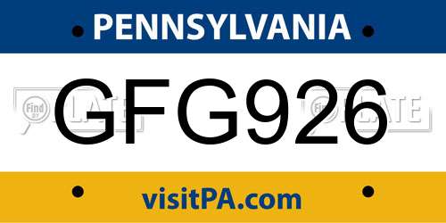 GFG926 Pennsylvania License Plate