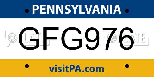 GFG976 Pennsylvania License Plate