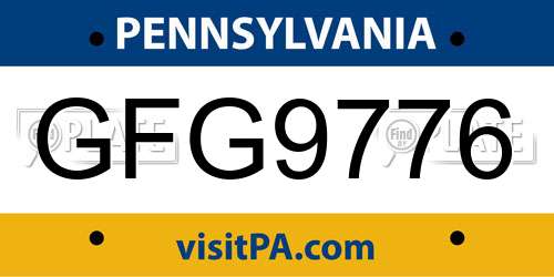 GFG9776 Pennsylvania License Plate