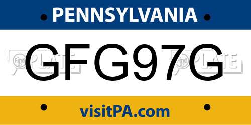 GFG97G Pennsylvania License Plate