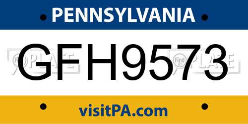 GFH9573 Pennsylvania License Plate