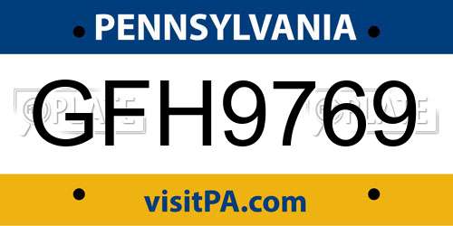 GFH9769 Pennsylvania License Plate