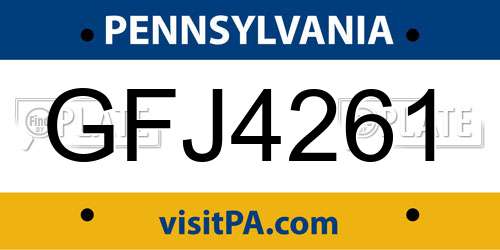 GFJ4261 Pennsylvania License Plate