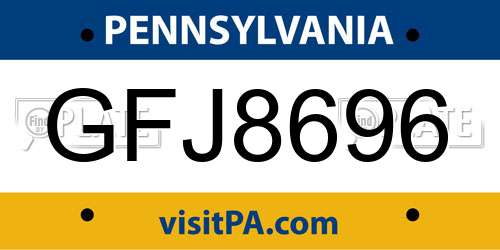 GFJ8696 Pennsylvania License Plate