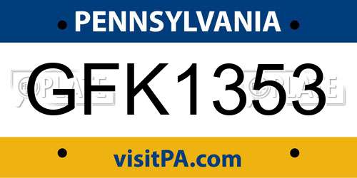 GFK1353 Pennsylvania License Plate