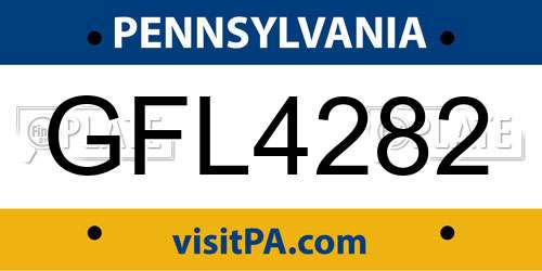 GFL4282 Pennsylvania License Plate