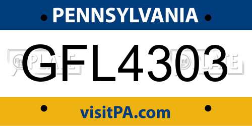 GFL4303 Pennsylvania License Plate