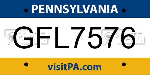GFL7576 Pennsylvania License Plate